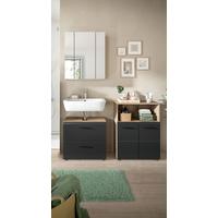 Badezimmer Ice Schwarz/Eiche Dekor B: 120cm - Eiche dunkel/Schwarz, Basics, Holzwerkstoff (120cm) - MID.YOU