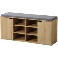 Schuhschrank Eiche Dekor/grau Mit Sitzkissen B: 103 Cm - Grau/Sonoma Eiche, Basics, Holzwerkstoff (103/48/30,50cm) - Kesper
