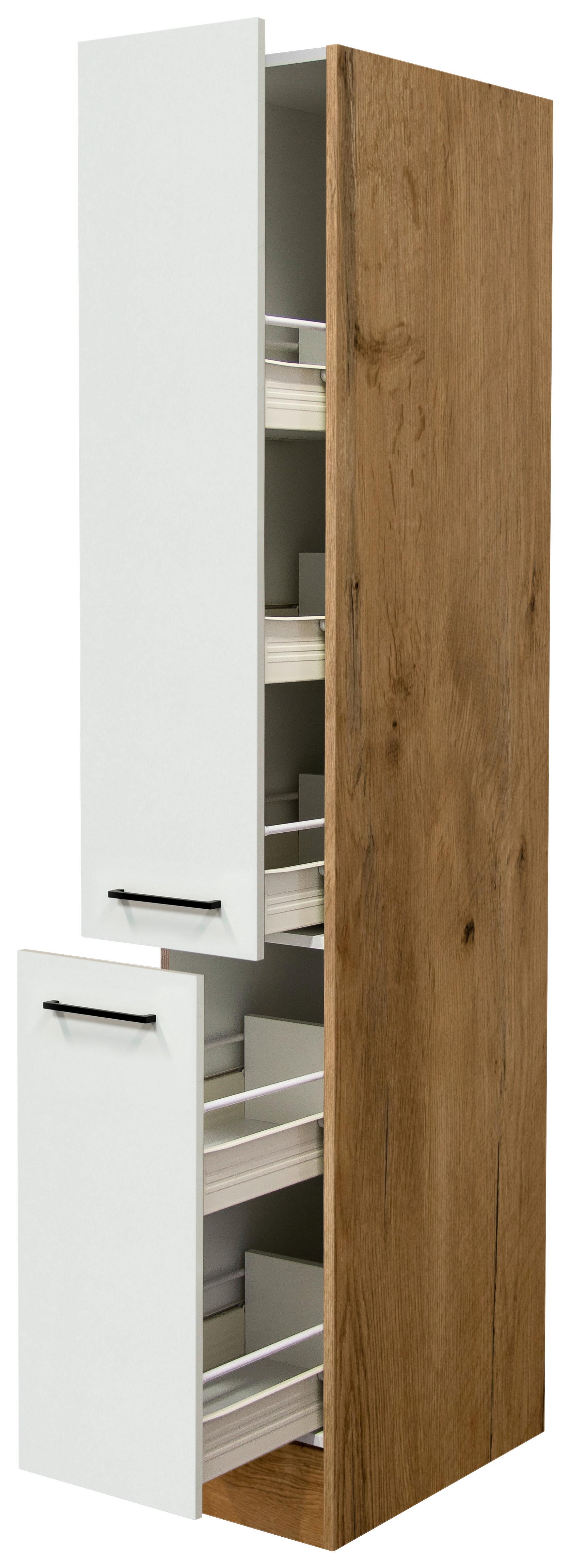 Apothekerschrank Avila Eichefarben/magnolie B: 30 Cm - Eichefarben/Magnolie, KONVENTIONELL, Holzwerkstoff (30/200/57cm) - FlexWell