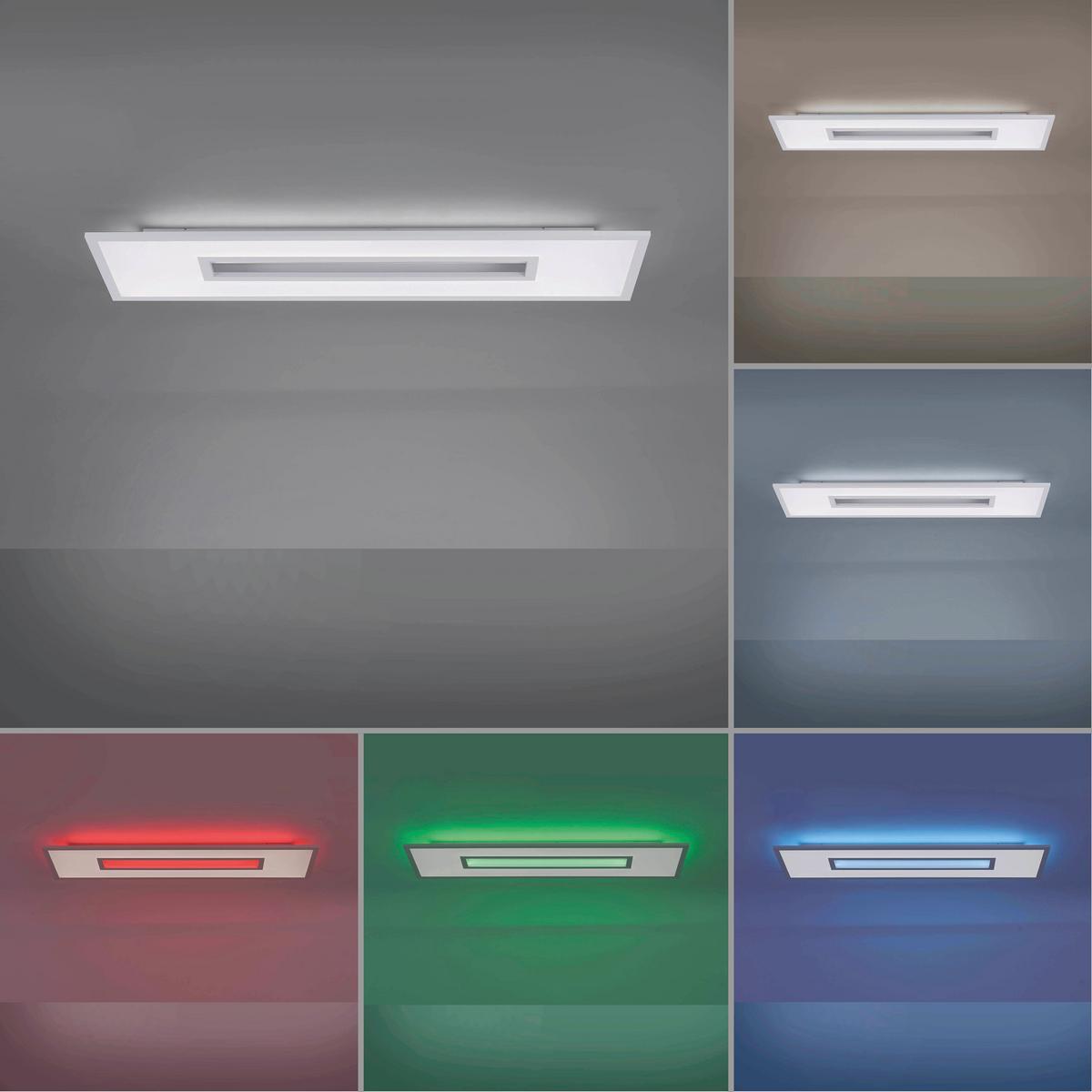 LED-Deckenleuchte Recess L: 100 cm dimmbar mit Farbwechsler - Weiß, Design, Metall (100/30/5cm)