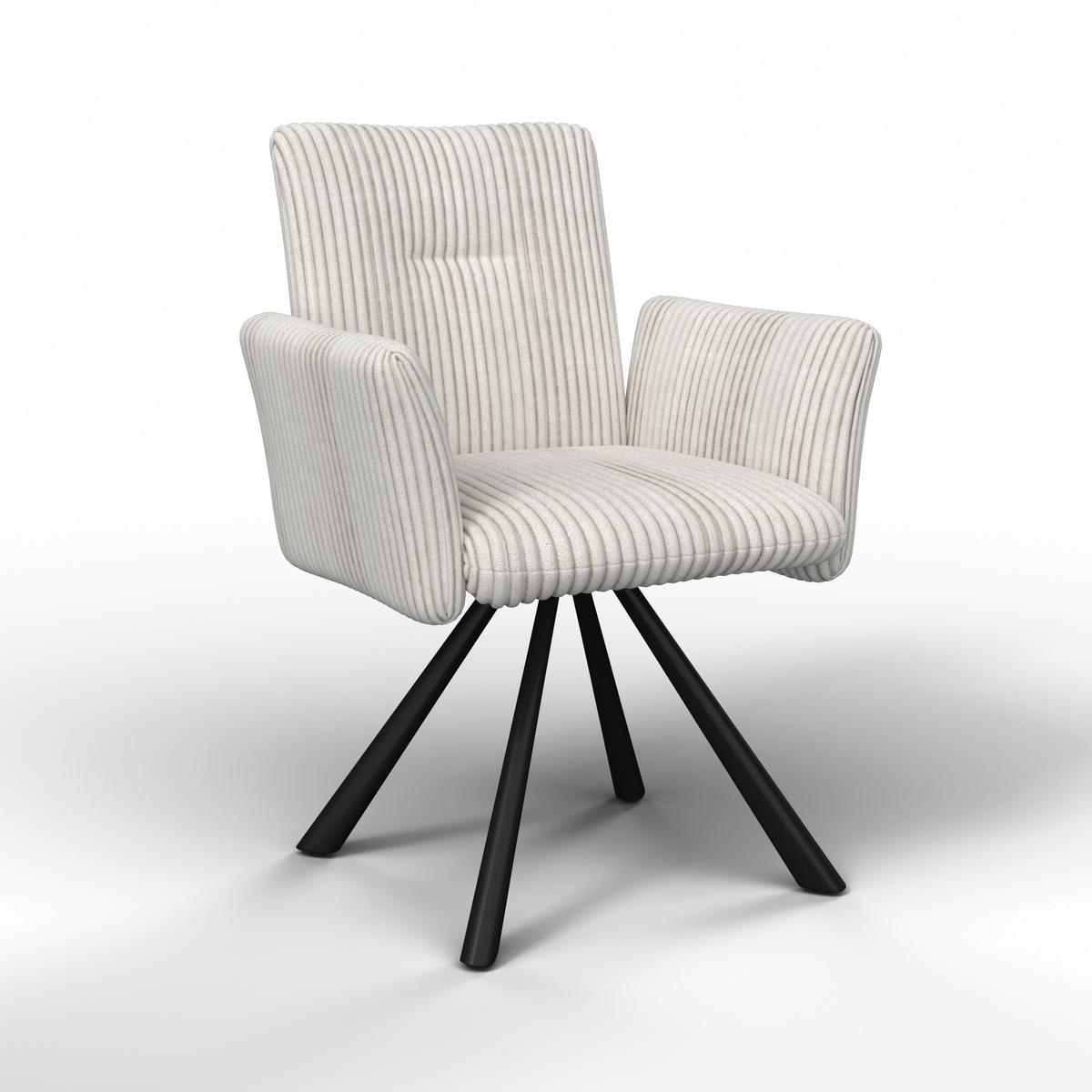 Stolička JADE béžová otočná - čierna/béžová, Modern, kov/drevo (64/87/63cm) - Bessagi Home