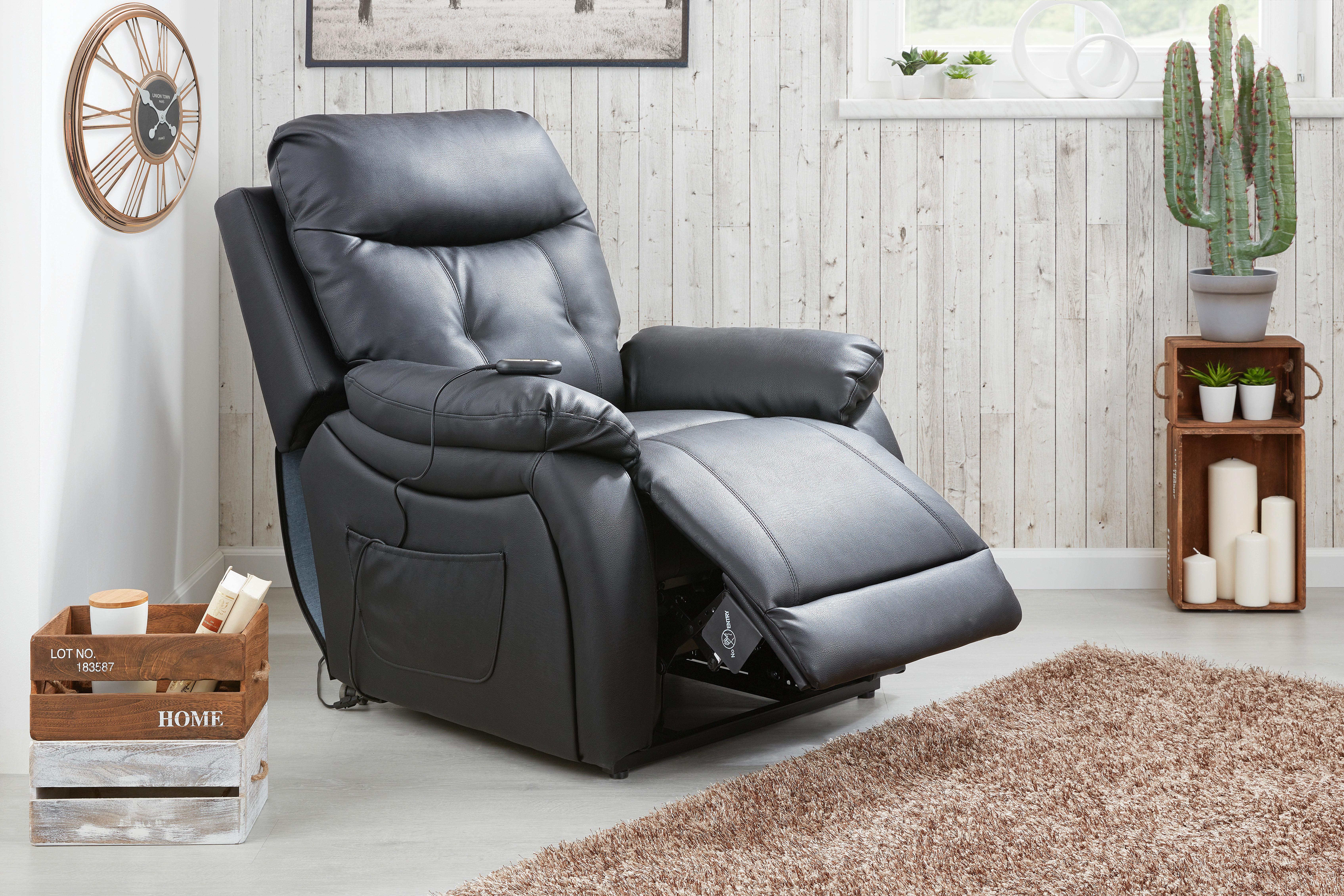 Relax Fotel Mario - fekete, Konventionell, műanyag/textil (89/107-79/94-165cm) - James Wood