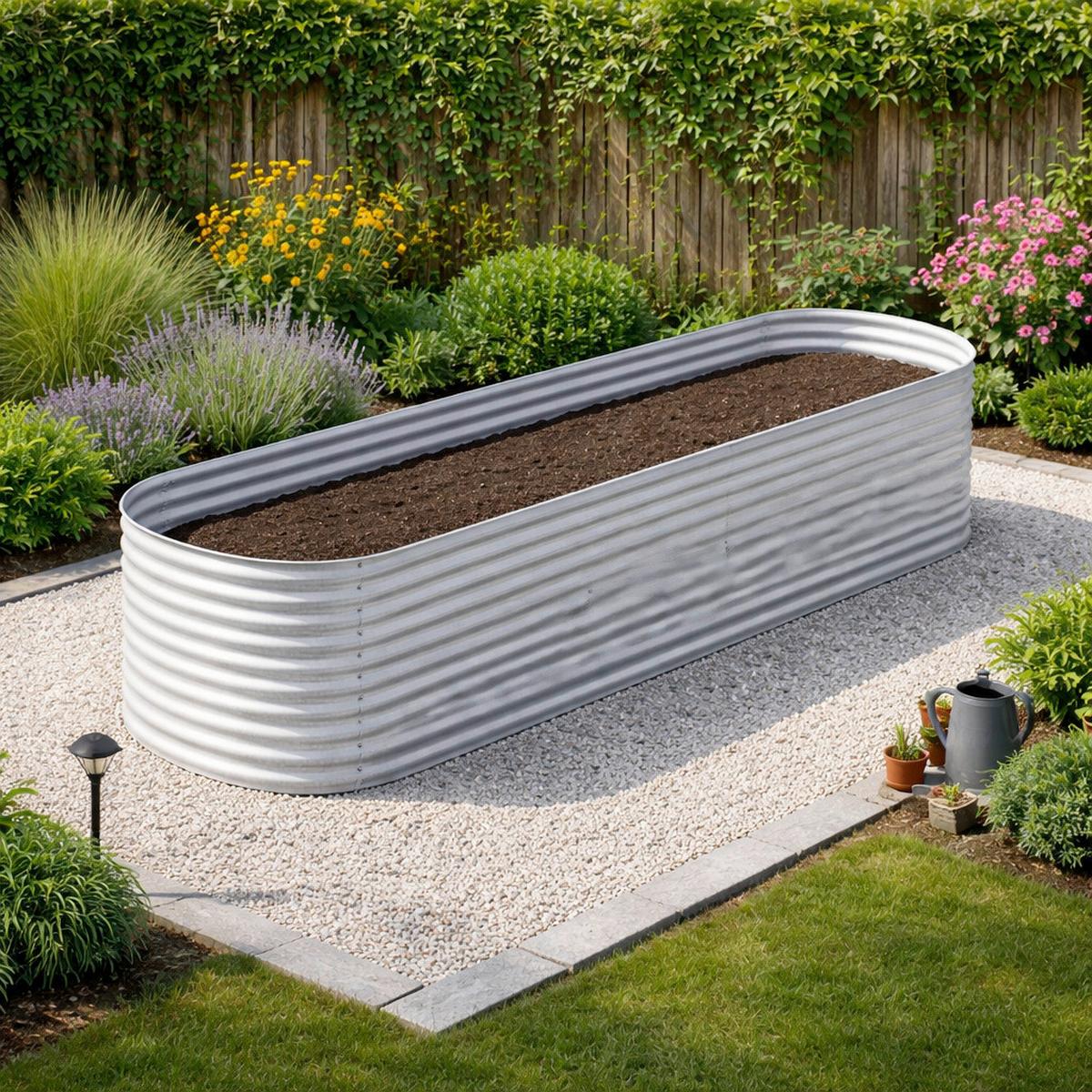 Hochbeet, silber LxBxH: ca. 320x80x80 cm - Silberfarben, Basics, Metall (320/80/80cm) - Prestige Home