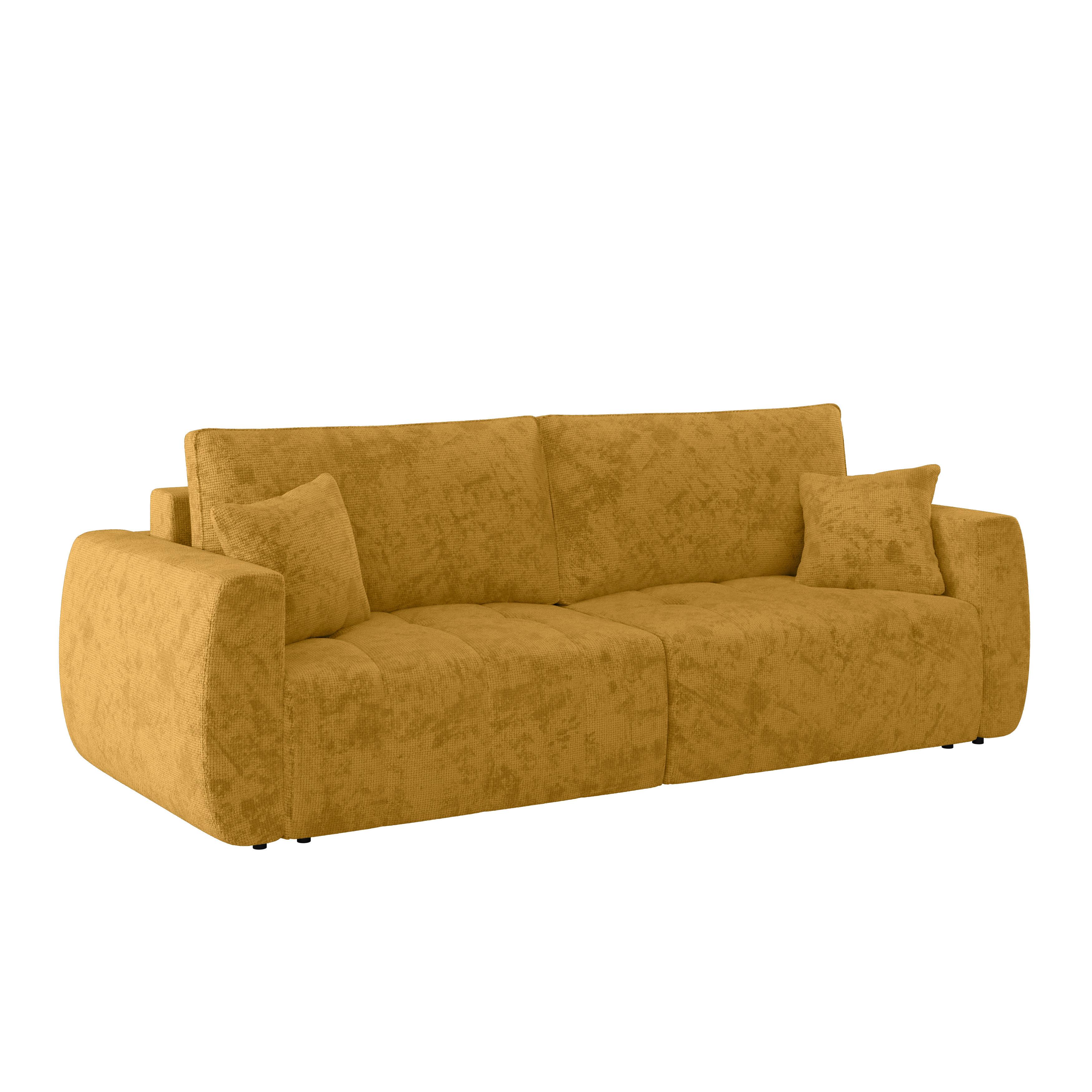 Schlafsofa Bali - Bernsteinfarben/Schwarz, MODERN, Holz/Textil (245/74-90/104cm) - Luca Bessoni