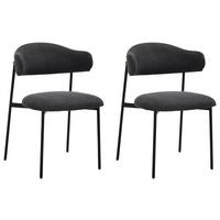 Esszimmerstuhl Jersey Schwarz, Dunkelgrau 2er Set - Dunkelgrau/Schwarz, Design, Textil/Metall (58/78/54,5cm) - MID.YOU