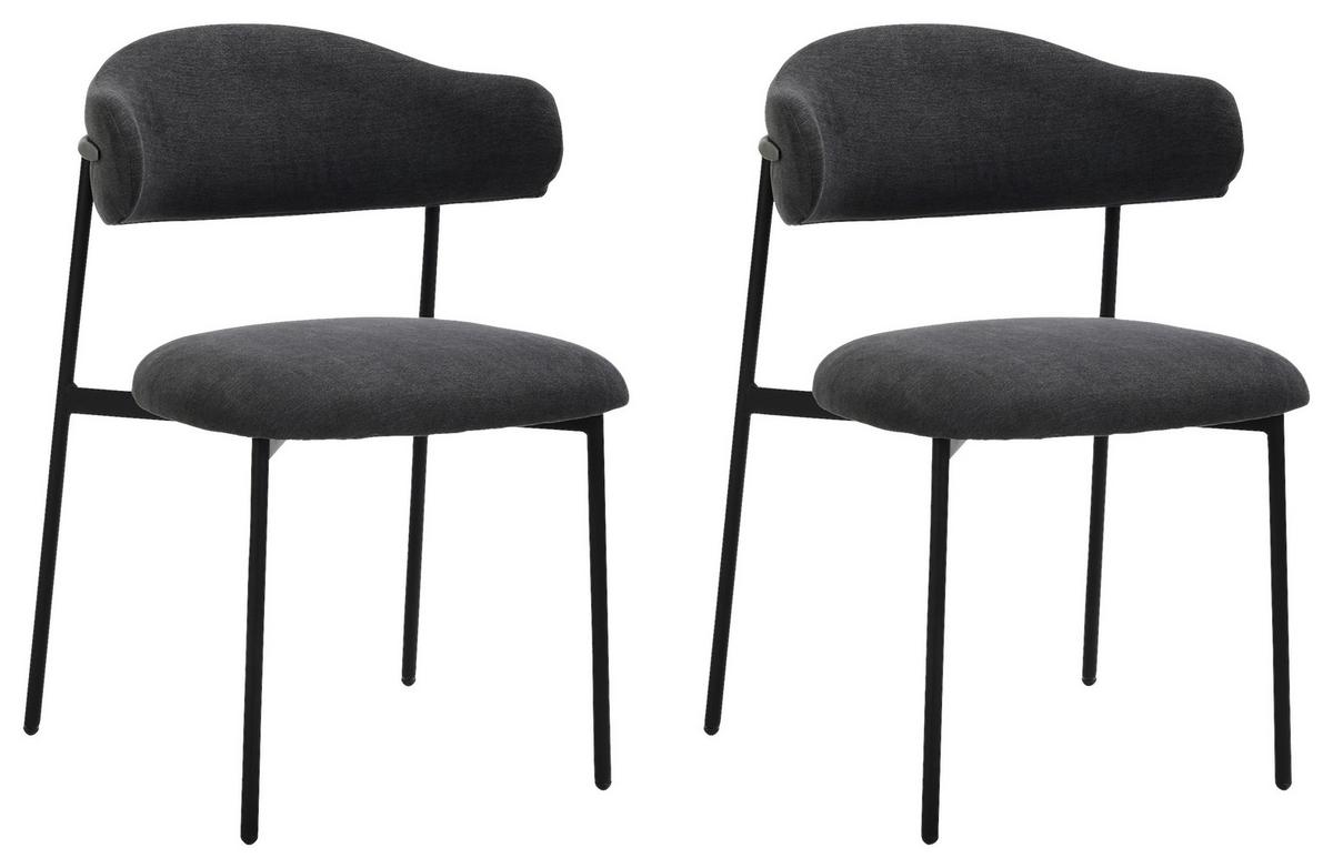 Esszimmerstuhl Jersey Schwarz, Dunkelgrau 2er Set - Dunkelgrau/Schwarz, Design, Textil/Metall (58/78/54,5cm) - MID.YOU