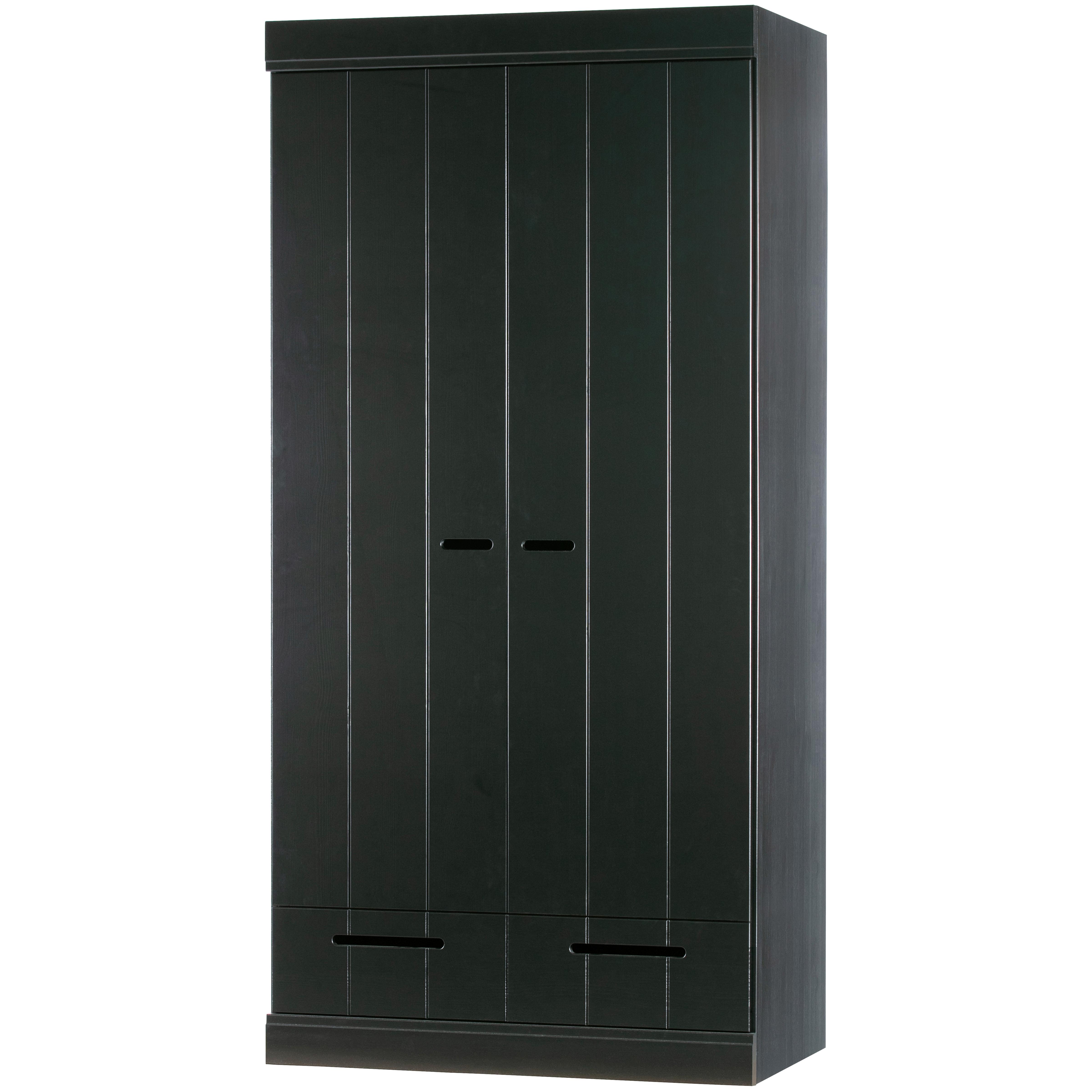 Drehtürenschrank Connect, Schwarz B: 94 Cm - Schwarz, Design, Holz (94/195/53cm) - Livetastic