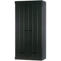 Drehtürenschrank Connect, Schwarz B: 94 Cm - Schwarz, Design, Holz (94/195/53cm) - Livetastic