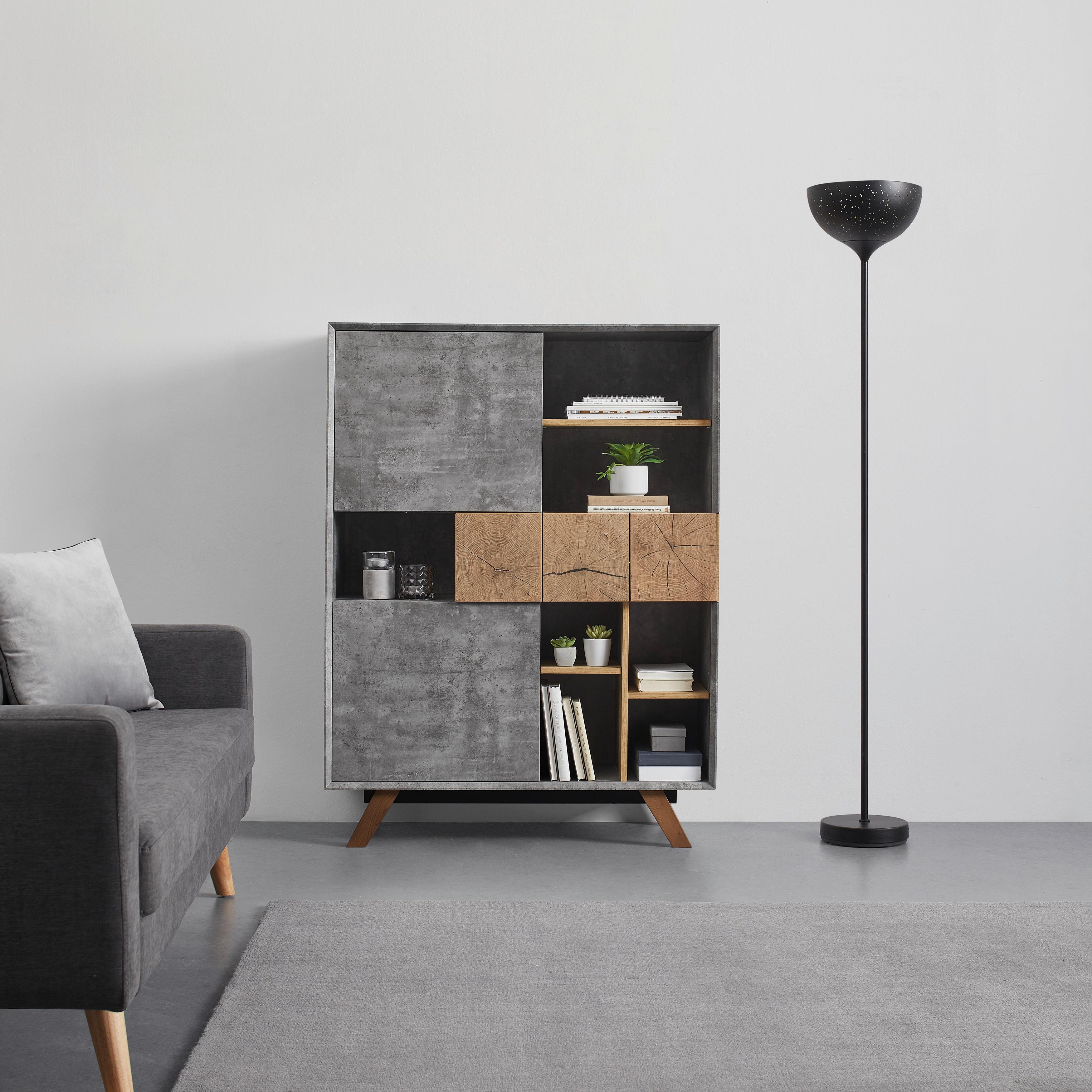 Komoda CASPER - sivá/farba duba, Modern, drevo (100/133,5/40cm) - Modern Living