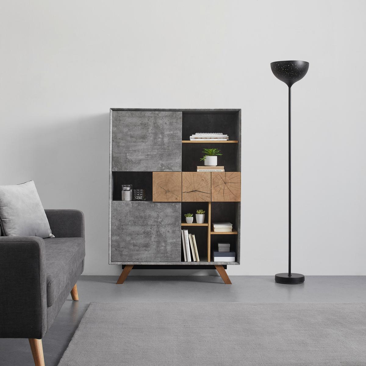 Komoda CASPER - sivá/farba duba, Modern, drevo (100/133,5/40cm) - Modern Living