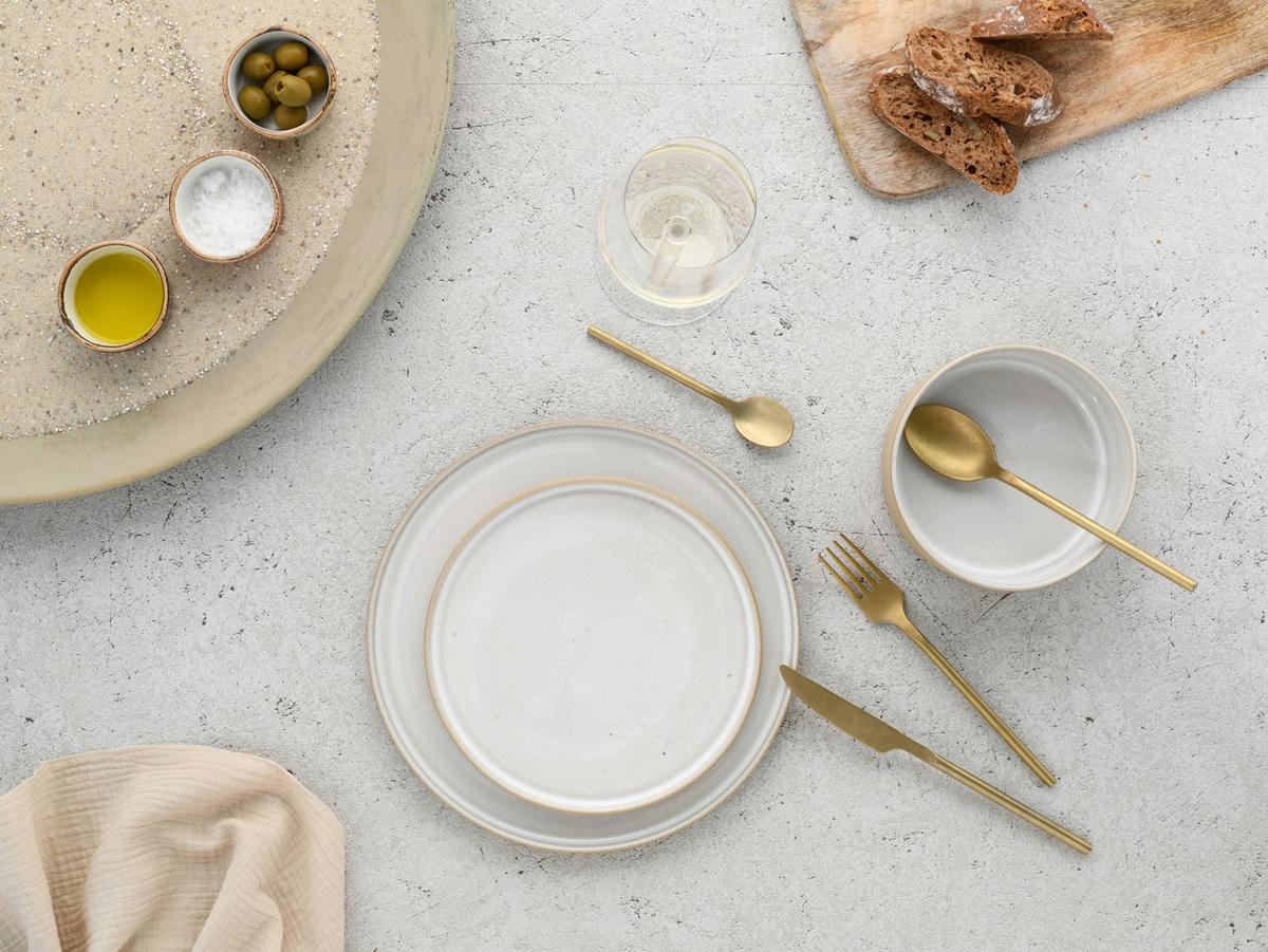 Müslischalenset Futuro Weiß, Beige L: 30,5 cm - Beige/Weiß, Basics, Keramik (30,5/30,5/10cm) - Creatable