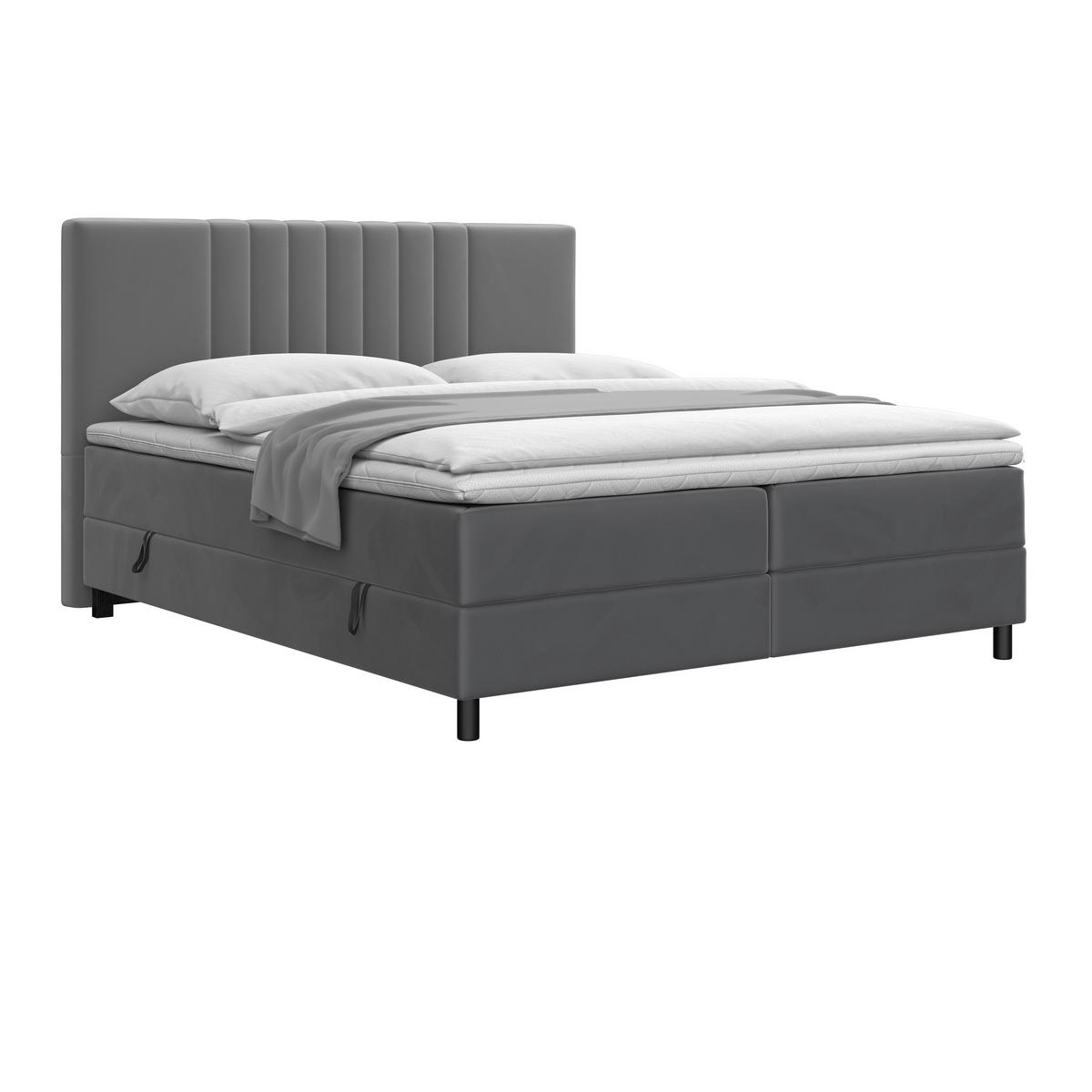 Boxspring postel ROMA tm. šědá, 180x200cm - šedá/černá, Moderní, kov/dřevo (180/200cm) - Bessagi Home