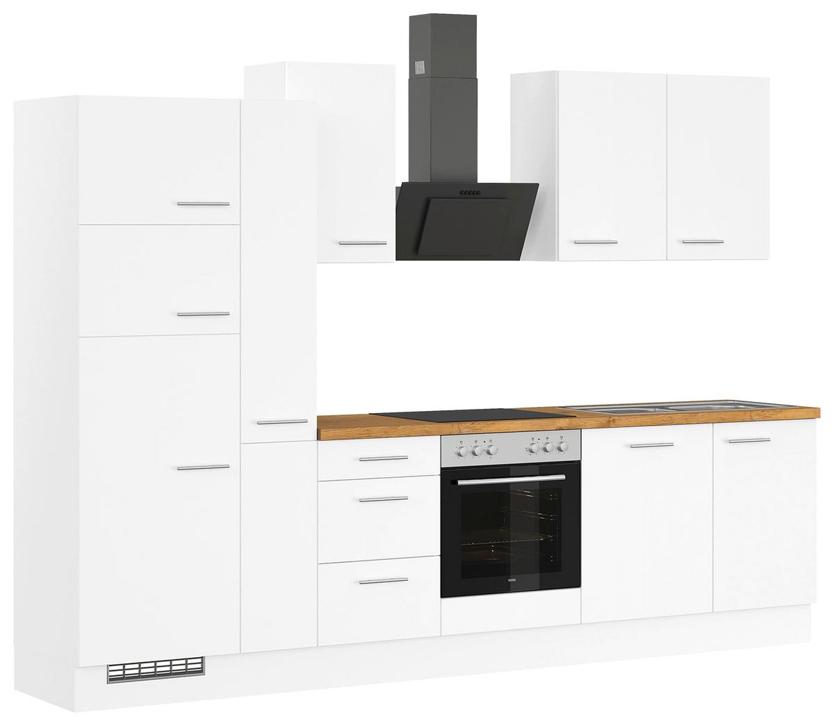 Küchenblock Ip120 Weiß B: 310 cm - Eichefarben/Weiß, Trend, Holzwerkstoff (310cm) - Impuls