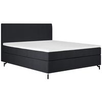 Boxspringbett mit Topper 160x200 cm  Linz, Schwarz - Schwarz, MODERN, Textil (160/200cm) - MID.YOU