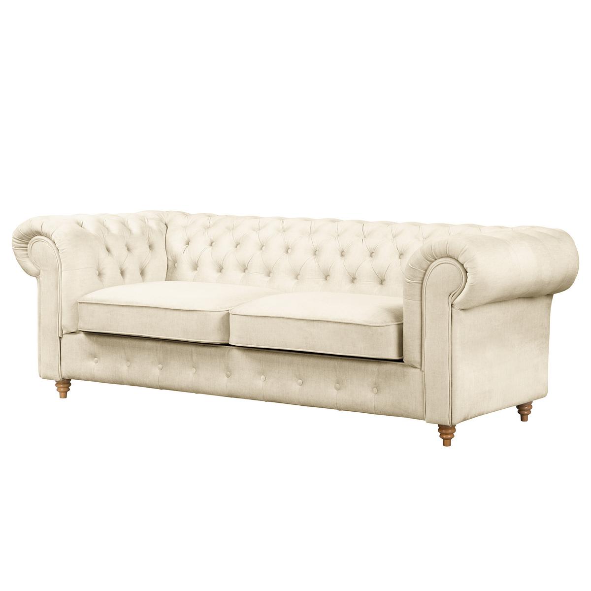 Schlafsofa Laura Creme, B: 218cm - Creme/Braun, Design, Textil (218/74/91cm) - P & B