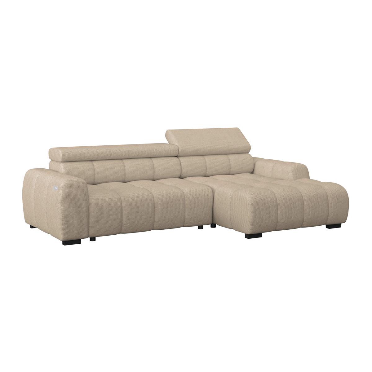 Ecksofa Fargo S Braun, B: 285 Cm - Beige/Schwarz, Trend, Textil (285/168cm)