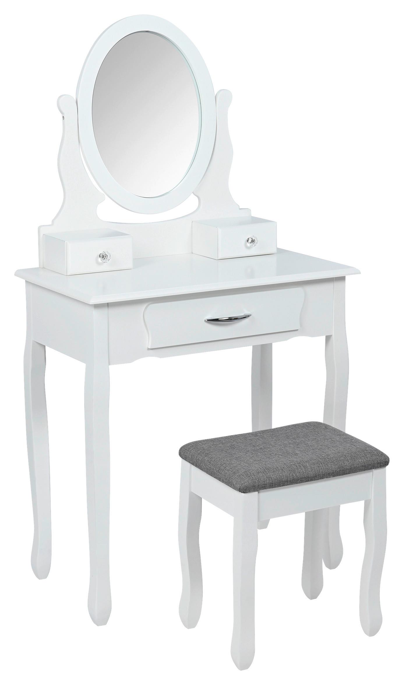 Schminktisch Meli - Weiß, MODERN, Glas/Holz (72/136/40cm)