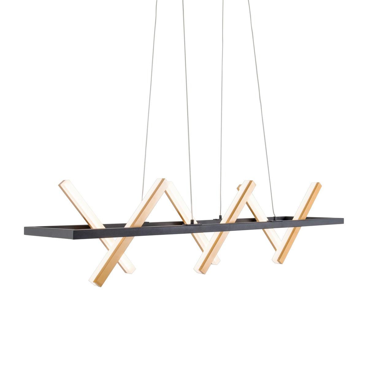 LED-Hängeleuchte Cadice H: 132 cm Schwarz/Goldfarben - Goldfarben/Schwarz, Design, Kunststoff/Metall (100/54/132cm) - Näve