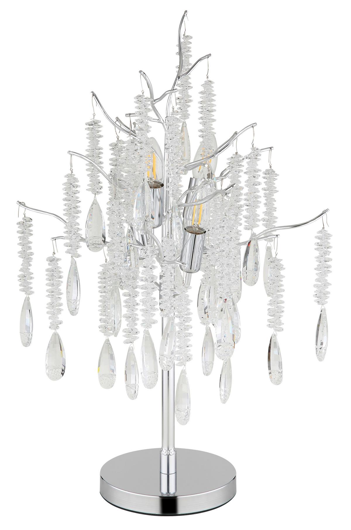 Tischleuchte Exkl. 4xe14, 40w - Klar/Silberfarben, KONVENTIONELL, Glas/Kunststoff (41/67cm) - Globo