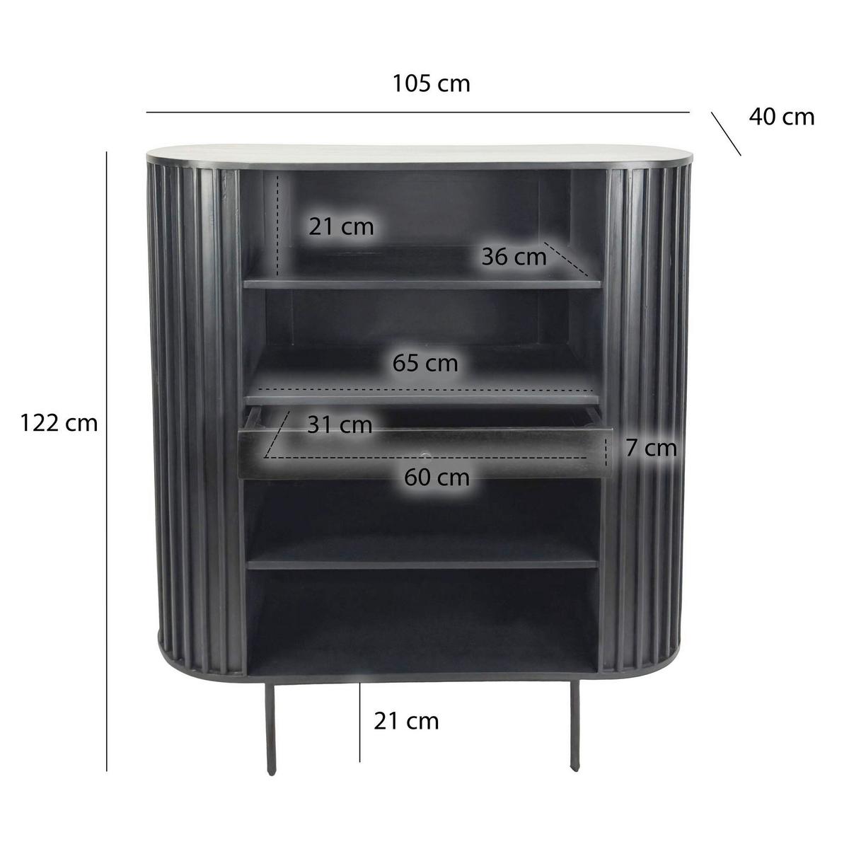 STANDREGAL Schwarz B: 105cm - Schwarz, Design, Holz (105/122/40cm) - Livetastic