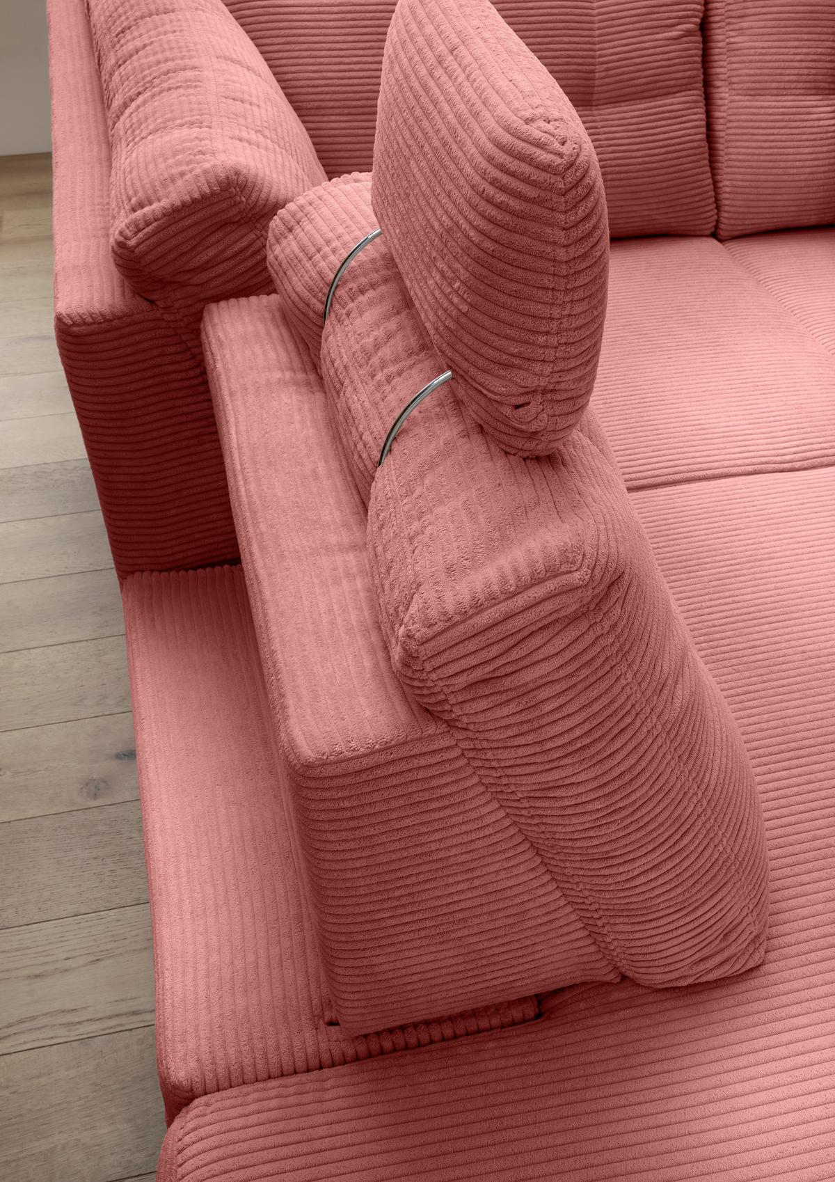 Ecksofa Brizzini Koralle S: 176x270 Cm - Koralle/Naturfarben, MODERN, Textil (176/270cm) - Livetastic