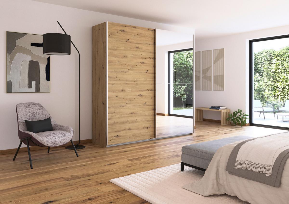 Schwebetürenschrank Feldkirch 225 maxihöhe - Silberfarben/Eiche Artisan, MODERN, Holzwerkstoff (225/229/62cm)