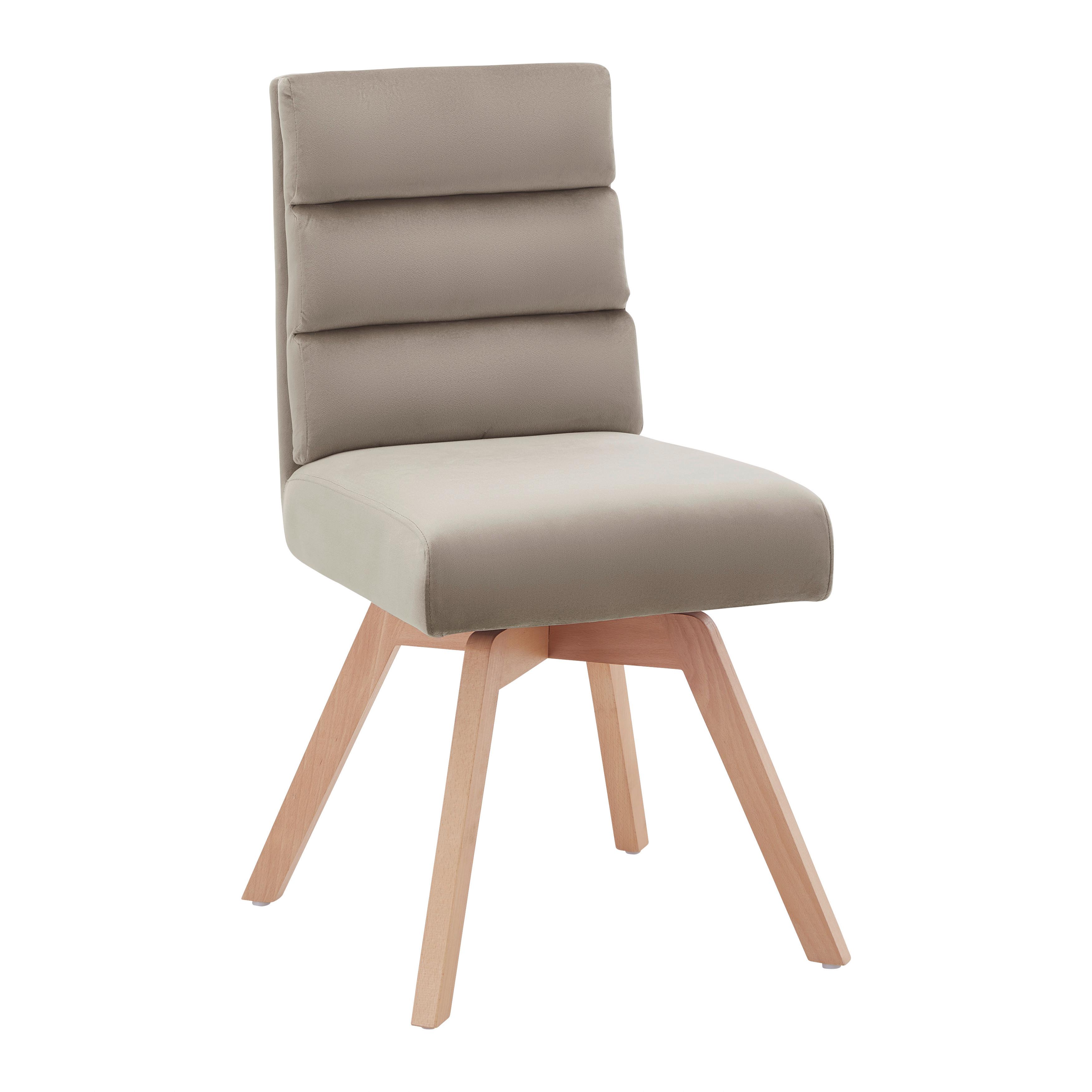 Otoční židle KATRIN taupe - přírodní barvy/šedohnědá, Moderní, dřevo/textil (45/88/62cm) - PBJ
