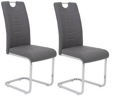 Schwingstuhl Ruby Grau Gepolstert 2er-Set - Chromfarben/Weiß, MODERN, Textil/Metall (44/104/57,5cm) - MID.YOU