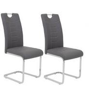 Schwingstuhl Ruby Grau Gepolstert 2er-Set - Chromfarben/Weiß, MODERN, Textil/Metall (44/104/57,5cm) - MID.YOU