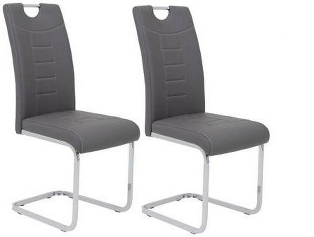 Schwingstuhl Ruby Grau Gepolstert 2er-Set - Chromfarben/Weiß, MODERN, Textil/Metall (44/104/57,5cm) - MID.YOU