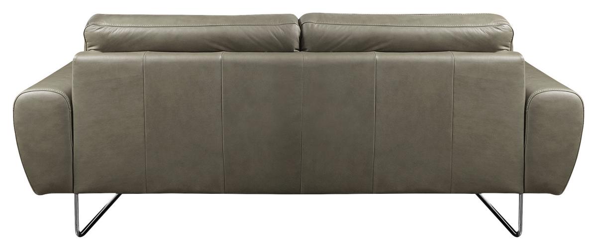 3-sitzer-sofa Spring Grau Chrom B: 207 Cm - Chromfarben/Grau, Design, Leder (207/85/92cm) - Livetastic