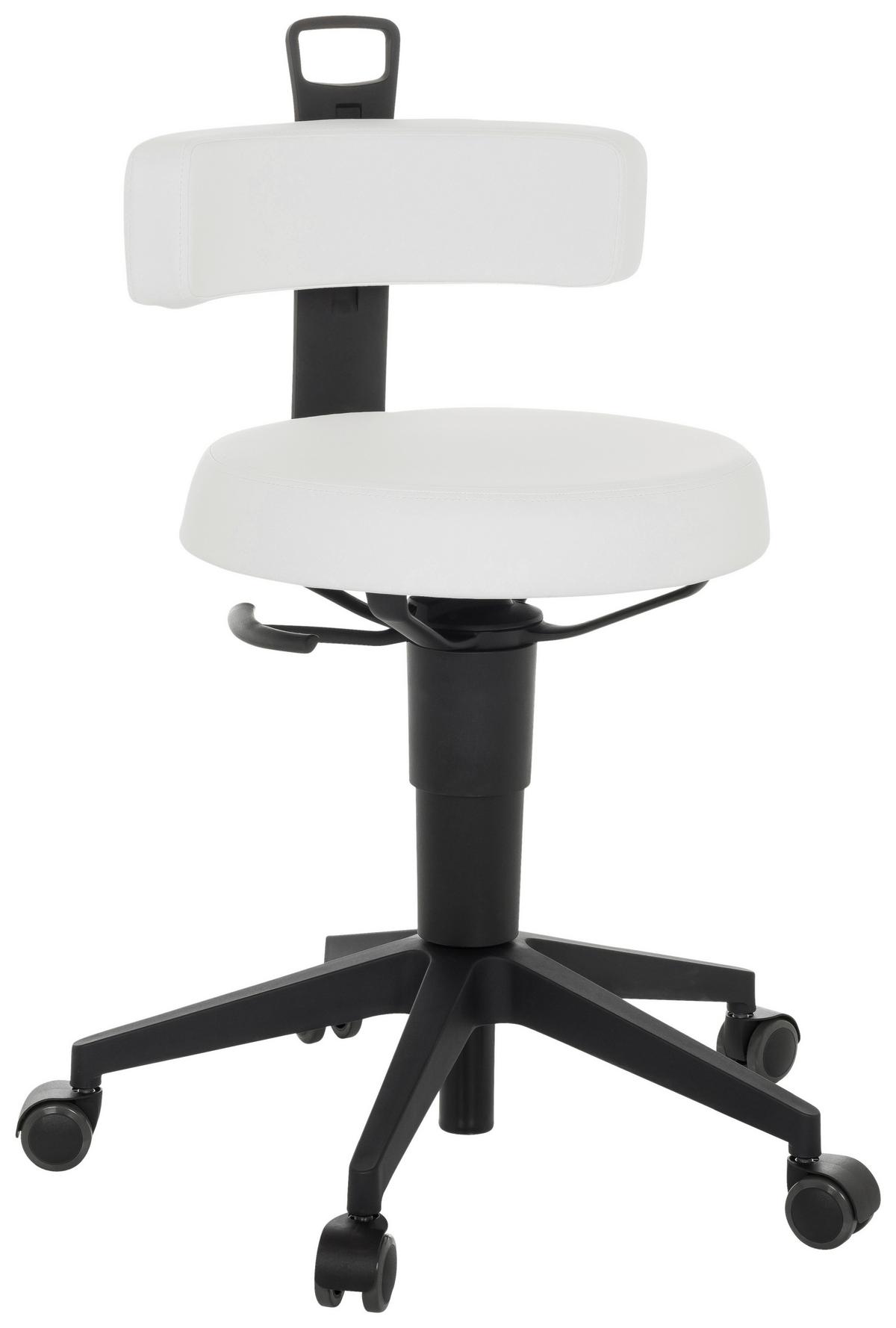 Bürohocker Top Work Flex Pu - Schwarz/Weiß, Basics, Leder/Kunststoff (40/74-86/46cm) - MID.YOU