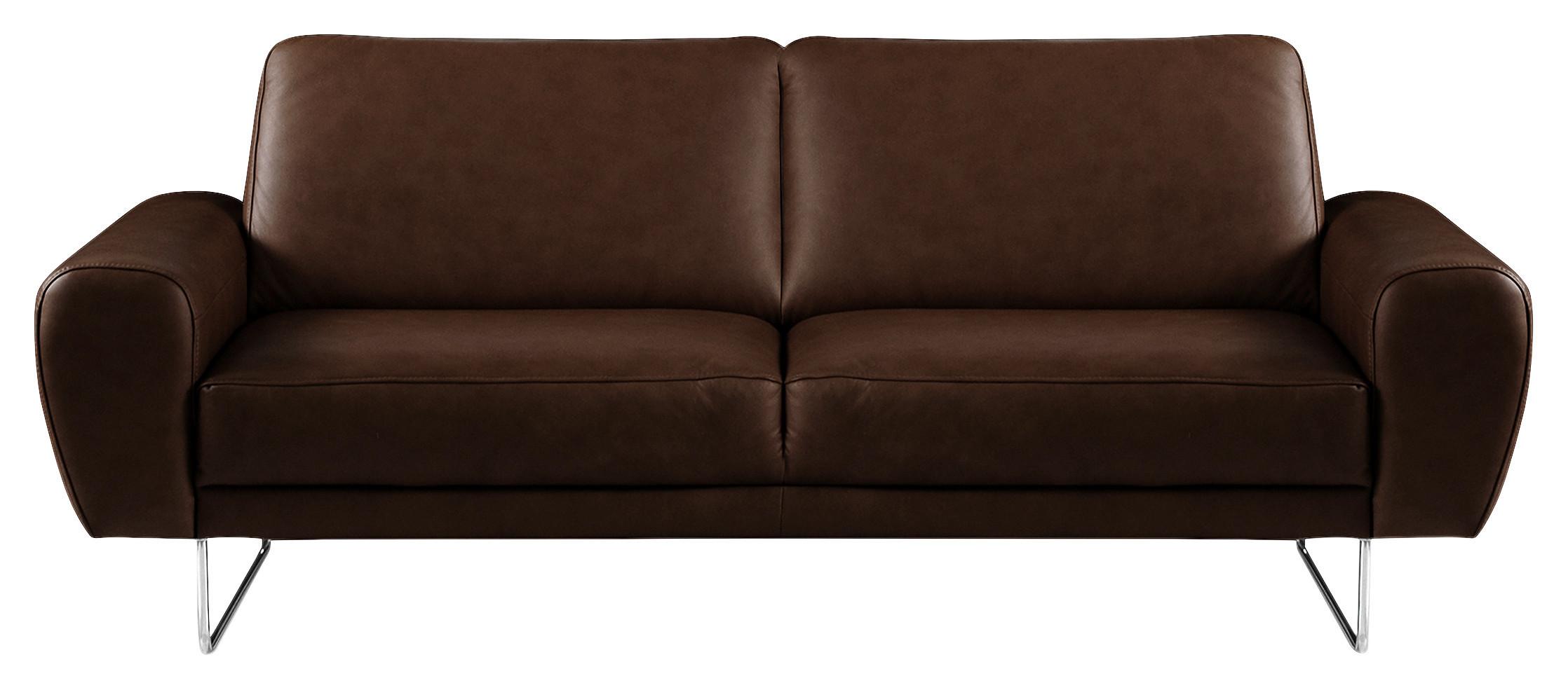 2-Sitzer-Sofa Spring Dunkelbraun Chrom B: 177 cm - Chromfarben/Dunkelbraun, Design, Leder (177/85/92cm) - Livetastic