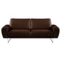 2-Sitzer-Sofa Spring Dunkelbraun Chrom B: 177 cm - Chromfarben/Dunkelbraun, Design, Leder (177/85/92cm) - Livetastic