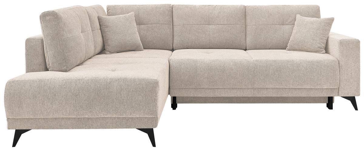 Ecksofa Texas Recr-Links Beige S: 203x259 cm - Beige/Schwarz, KONVENTIONELL, Holz (203/259cm)