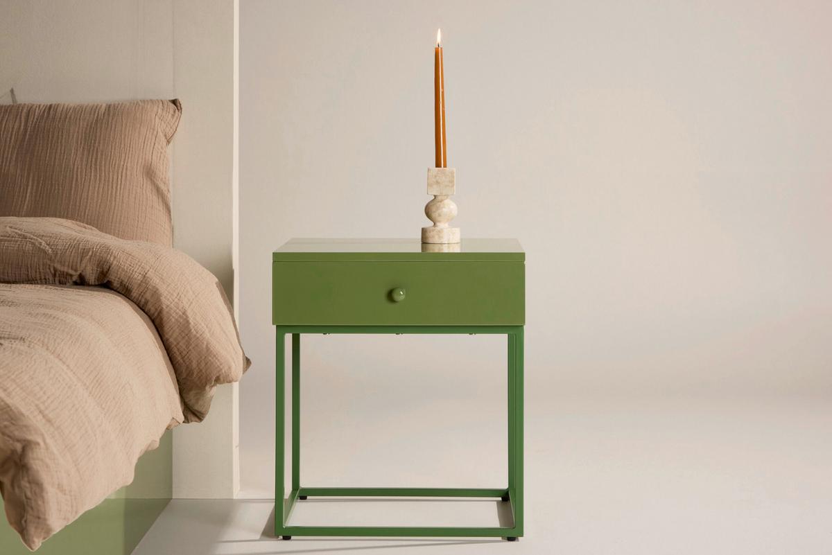 Nachttisch Bakal Grün, B: 41cm - Grün, MODERN, Holz/Metall (41/50/41cm) - Livetastic