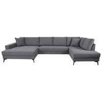 Wohnlandschaft Zero D-Grau U-Form 195x362x173 cm - Dunkelgrau/Schwarz, Trend, Textil (173/362/195cm)