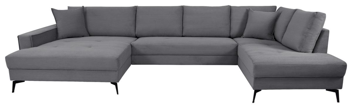 Wohnlandschaft Zero D-Grau U-Form 195x362x173 cm - Dunkelgrau/Schwarz, Trend, Textil (173/362/195cm)