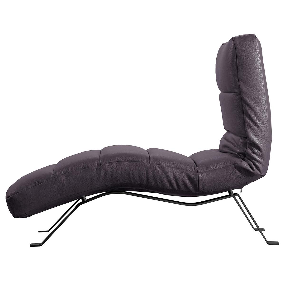 Relaxliege Swing Black Aubergine B: 65 Cm - Aubergine/Schwarz, Design, Leder (65/65-95/171cm) - Livetastic