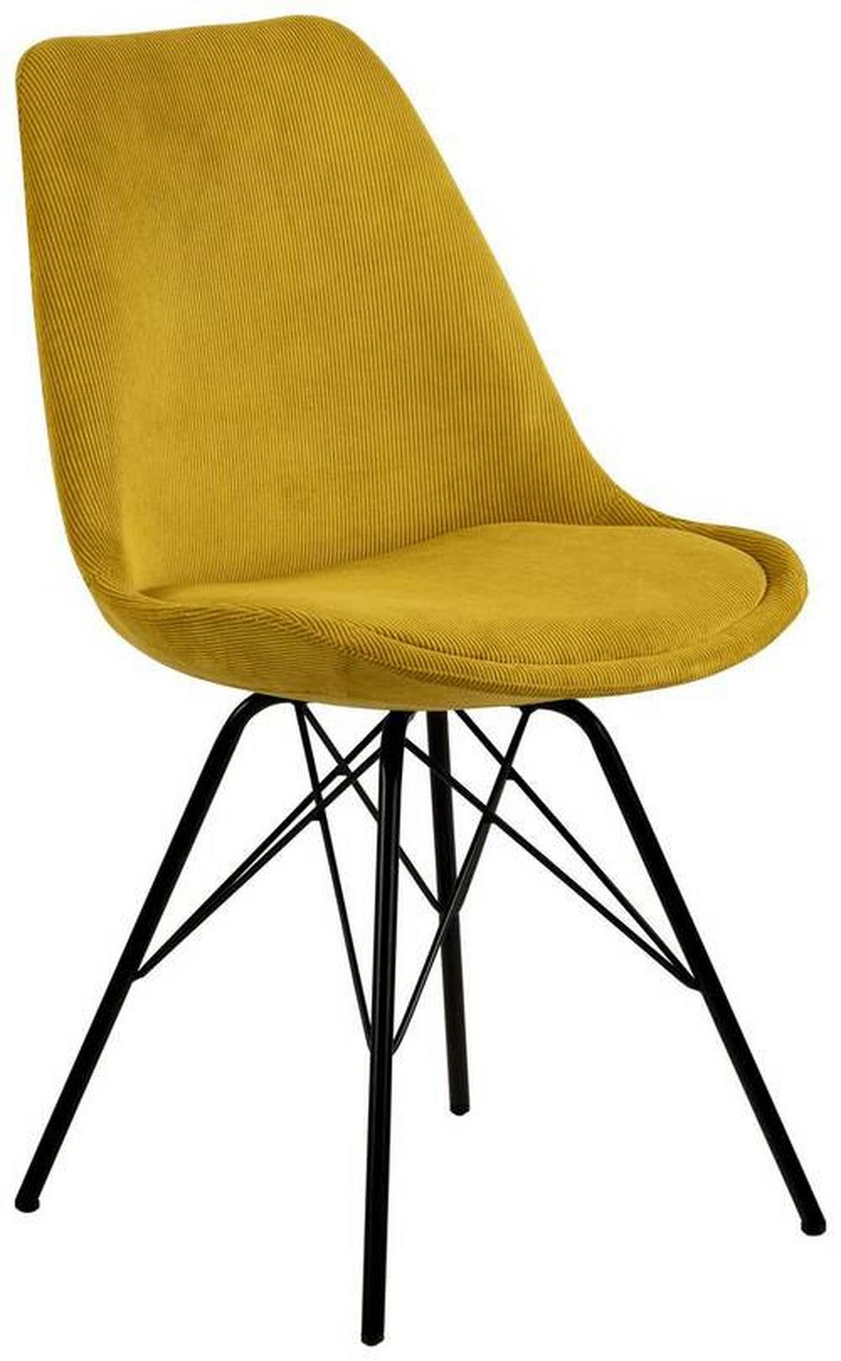 Jídelní židle ERIS žlutá kord - černá/žlutá, Konvenční, kov/textil (48,5/85,5/54cm) - MID.YOU