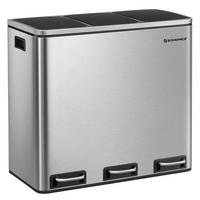 Abfallsammler Edelstahlfarben B: 61 Cm - Edelstahlfarben/Schwarz, Basics, Kunststoff/Metall (61/55,5/31,5cm)