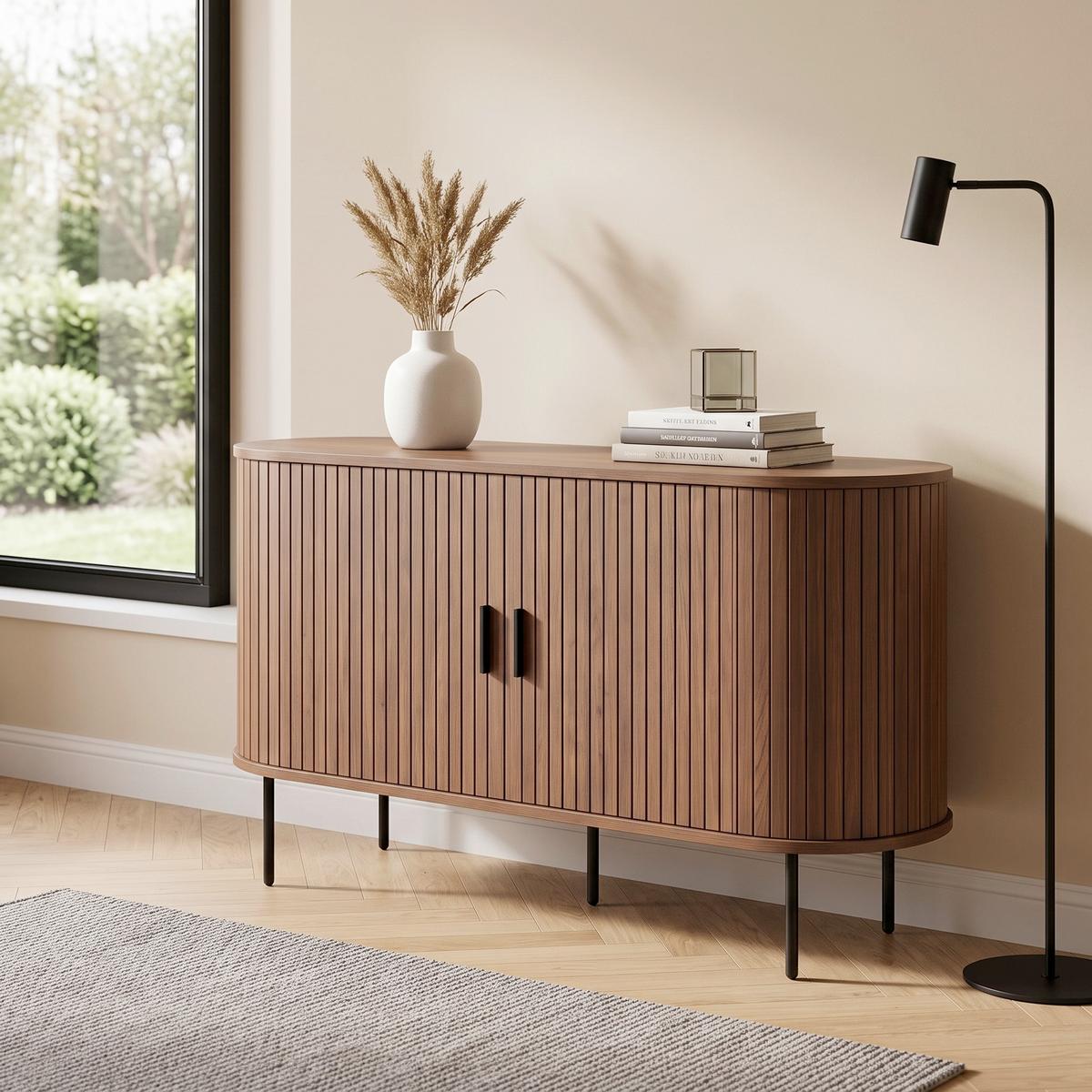 SIDEBOARD walnussfarben/Schwarz, B:140cm - Walnussfarben/Schwarz, Design, Holzwerkstoff (140/76/40cm) - Livetastic