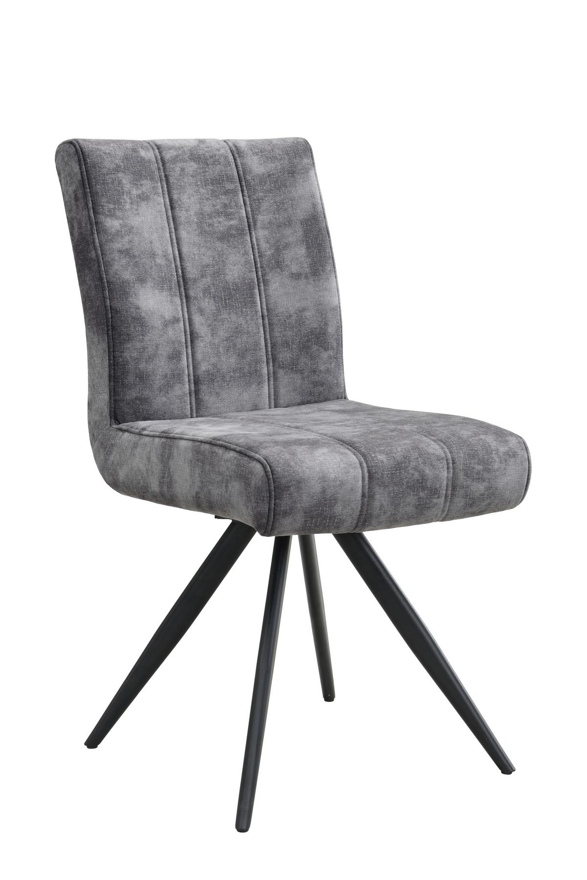STUHL-SET PORTO S 4ER-SET - Anthrazit/Schwarz, MODERN, Textil/Metall (44/89/67cm) - P & B