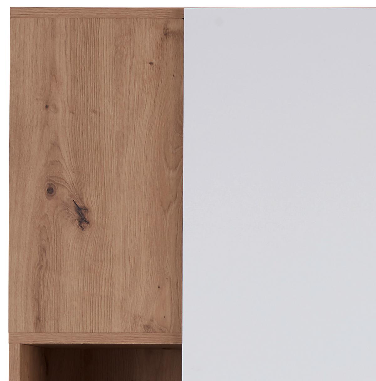 Eckschrank Begehbar Mit Regal 120cm Box, Eiche Dekor/weiß - Weiß/Eiche Artisan, MODERN, Holzwerkstoff (120/205/150cm) - Ondega