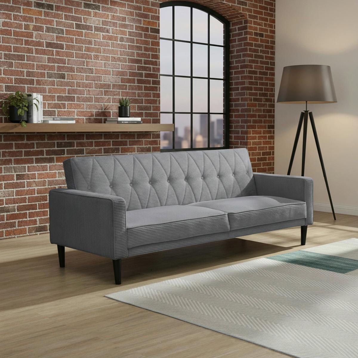 Schlafsofa Aarhus Grau, mit Schlaffunktion - Braun/Grau, Basics, Textil (213/81/86cm) - Livetastic