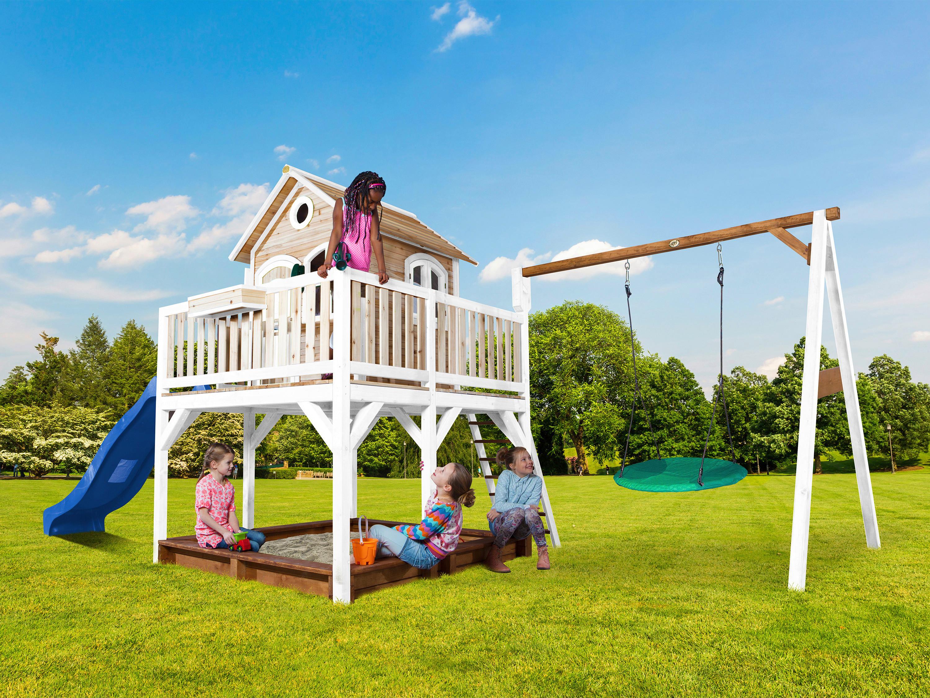 Spielturm A030.154.31 - Blau/Braun, KONVENTIONELL, Holz (613/291/277cm) - Ambia Garden