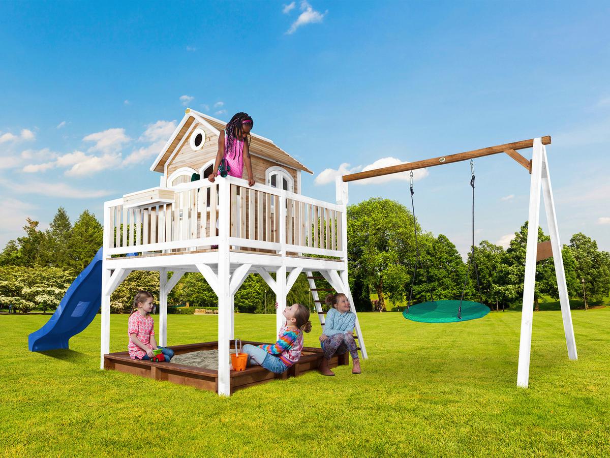 Spielturm A030.154.31 - Blau/Braun, KONVENTIONELL, Holz (613/291/277cm) - Ambia Garden