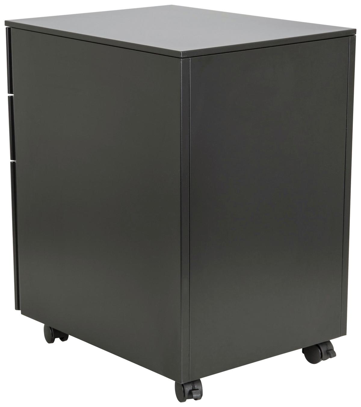 Rollcontainer Color Os I Schwarz - Schwarz, MODERN, Kunststoff/Metall (39/60/50cm) - MID.YOU