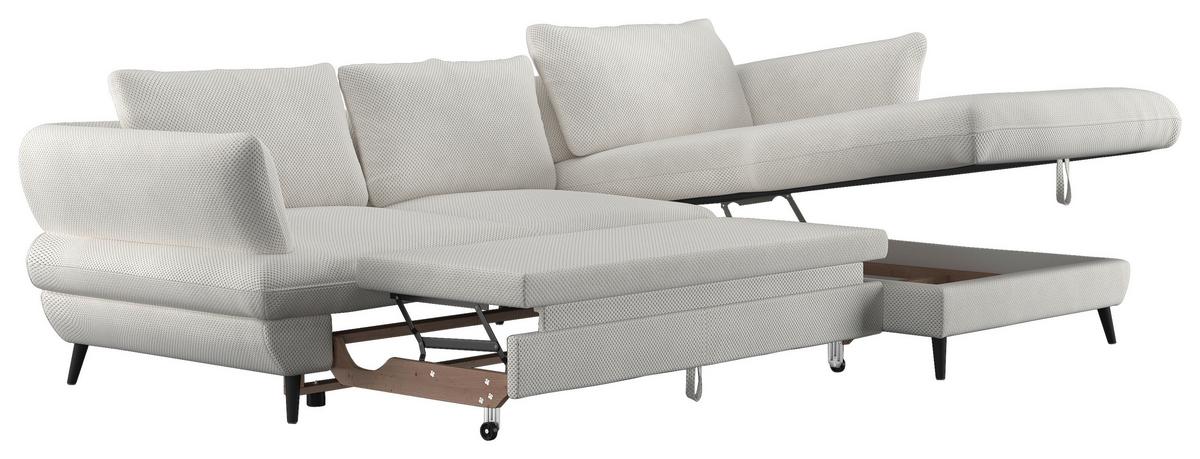 Ecksofa Balou, Creme S: 281x181 cm - Creme/Schwarz, Design, Textil (281/181cm) - Livetastic