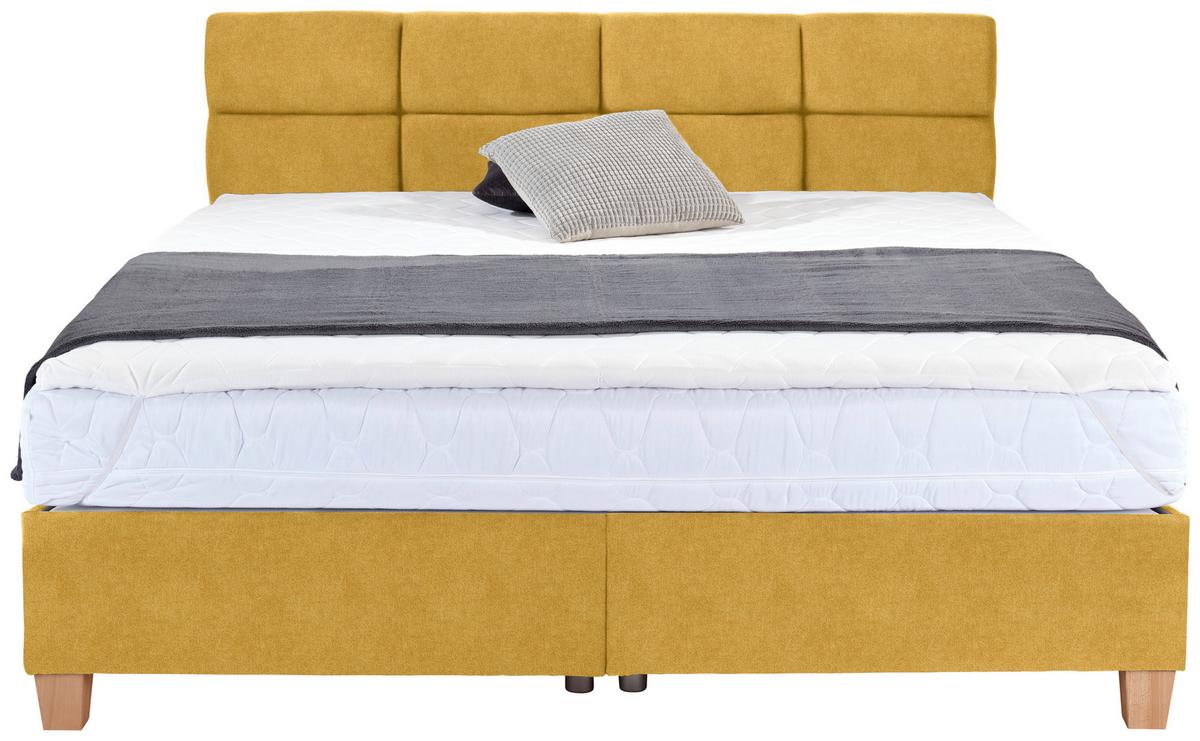 Polsterbett mit Bettkasten 160x200 Bellagio Gelb - Gelb/Buchefarben, KONVENTIONELL, Holz/Textil (160/200cm)